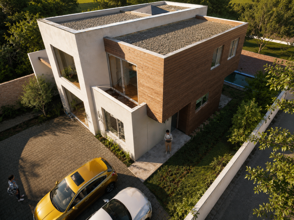 Visualización tridimensional de una casa en las condes