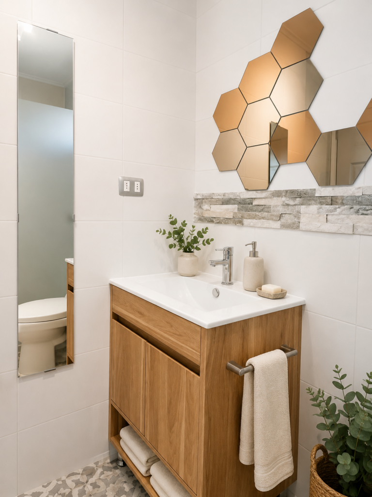 Baño remodelado en casa en las condes
