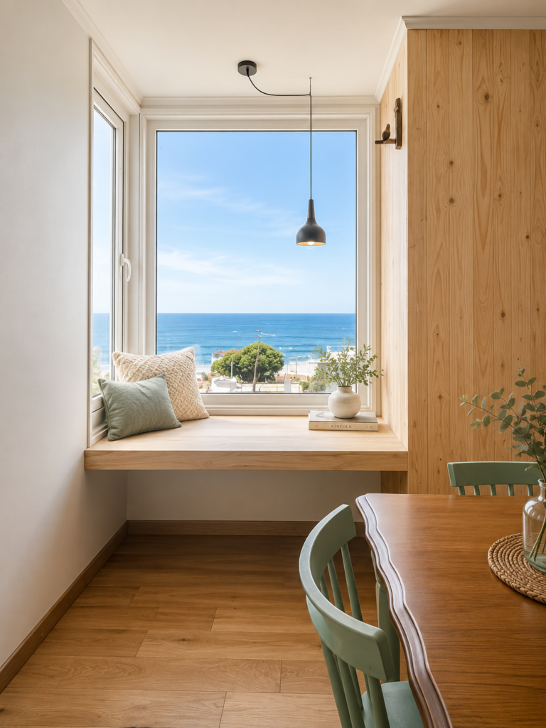solución arquitectónica de una rincón con vista al mar en remodelación 