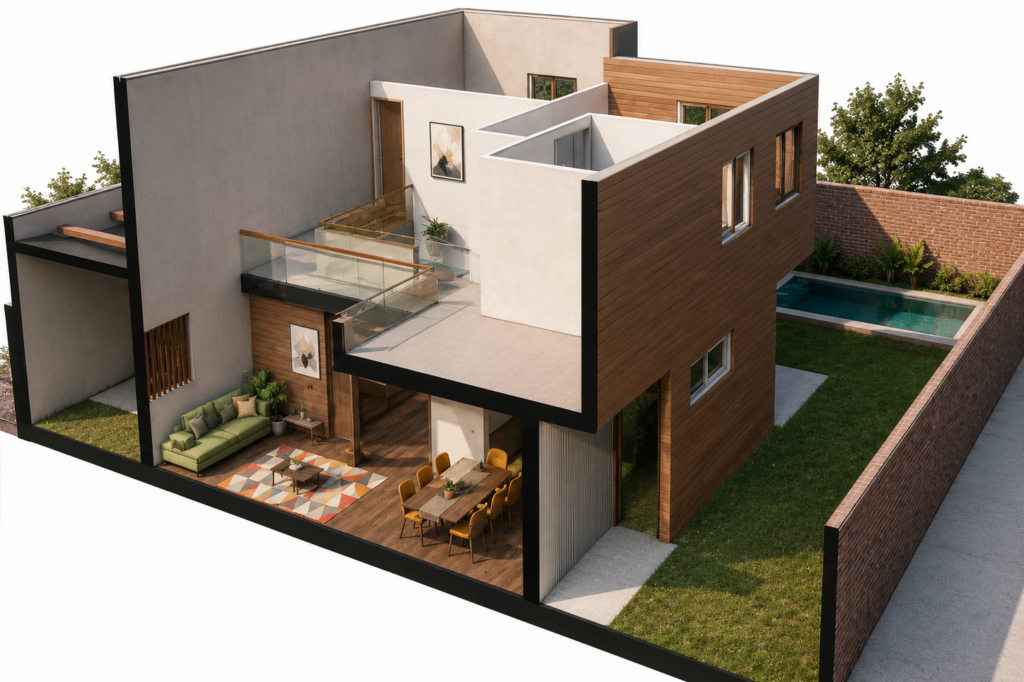 Isometrica 3D, de casa existente